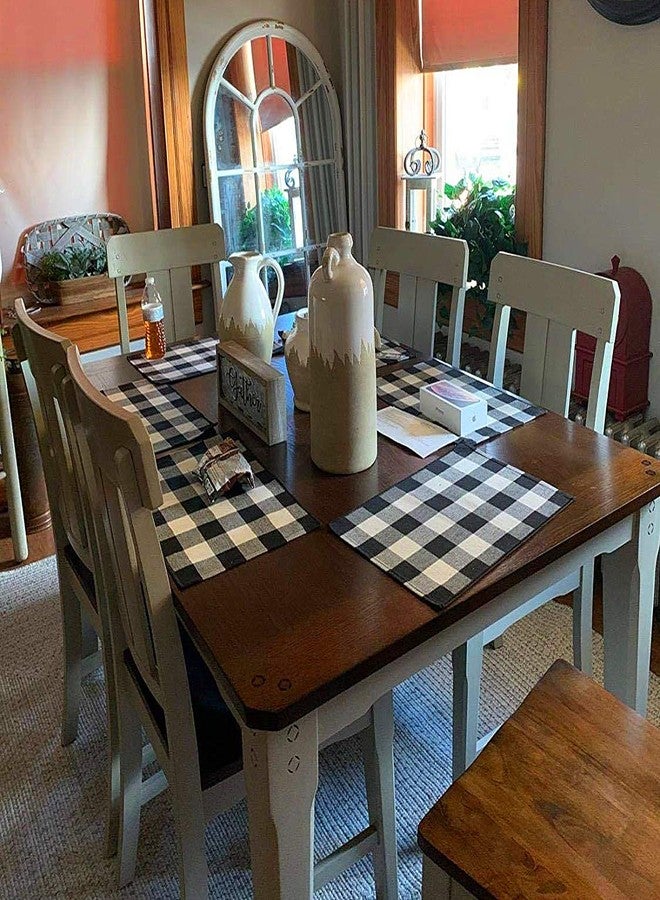 LEVINIS Reversible Placemats for Dining Table Set of 6- Washable Cotton Woven Black and White Farmhouse Placemats Dinning Table Décor - Image 4