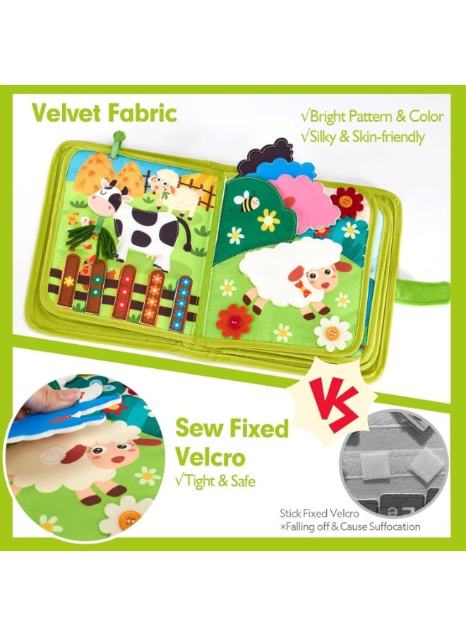 LBMT كتب مشغلة للأطفال من 1-5 سنوات من مونتيسوري، لوحة مشغلة للأطفال وكتاب هادئ، أنشطة تعليمية للأطفال، ألعاب حسية تعليمية، ألعاب سفر بالطائرة للهدايا بعيد الميلاد (باللون الأخضر). - Image 3