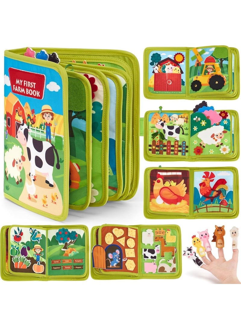 LBMT كتب مشغلة للأطفال من 1-5 سنوات من مونتيسوري، لوحة مشغلة للأطفال وكتاب هادئ، أنشطة تعليمية للأطفال، ألعاب حسية تعليمية، ألعاب سفر بالطائرة للهدايا بعيد الميلاد (باللون الأخضر). - Image 1