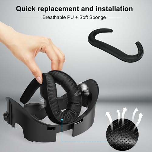 APEXINNO Adjustable Facial Interface for Meta Quest 3 Accessories,Face Cover with Breathable Foam Pads, Light-Blocking Nose Pad,Includes Two Face Cushions:Ice Silk & PU (Not Compatible with Quest 3S) - Image 4