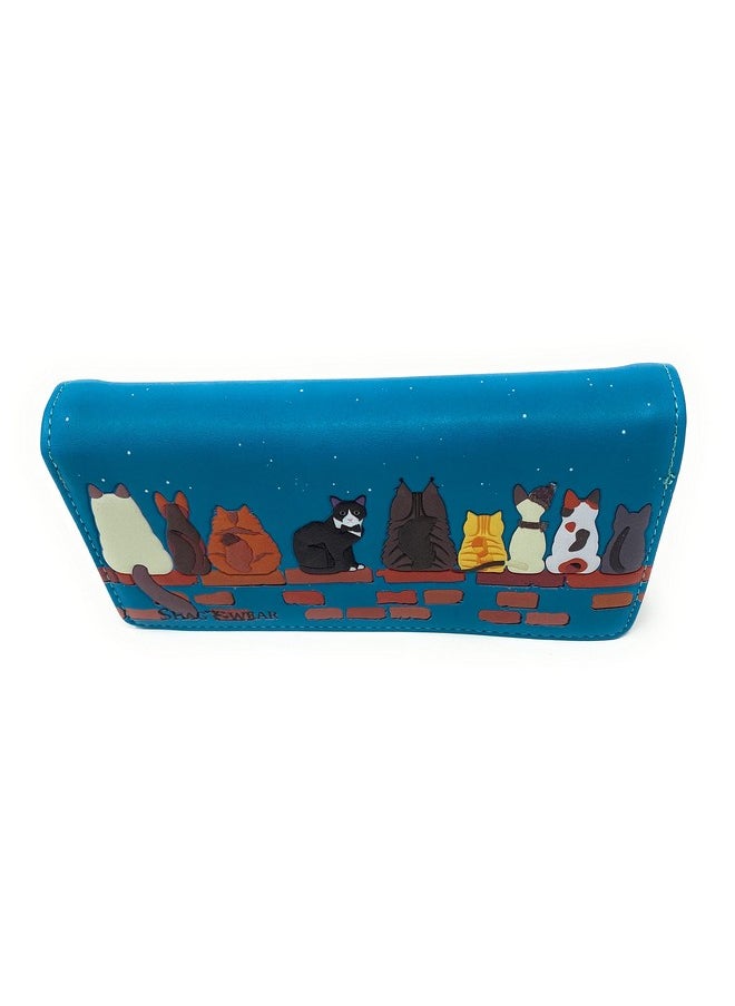 Shag Wear Cats In A Row Large Animal Wallet For Women Faux Vegan Leather 7 Teal  - Image 2