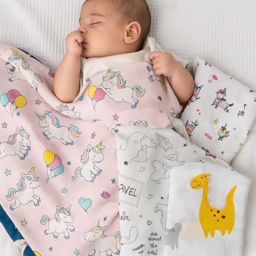 Firstblow 100% Muslin Cotton Swaddle for new Born Baby | Size-110cm x 100cm (42"x39") Ultra Soft Baby Swaddle wrap for new Born | Printed Mulmal Muslin Swaddle Wrap - Image 5
