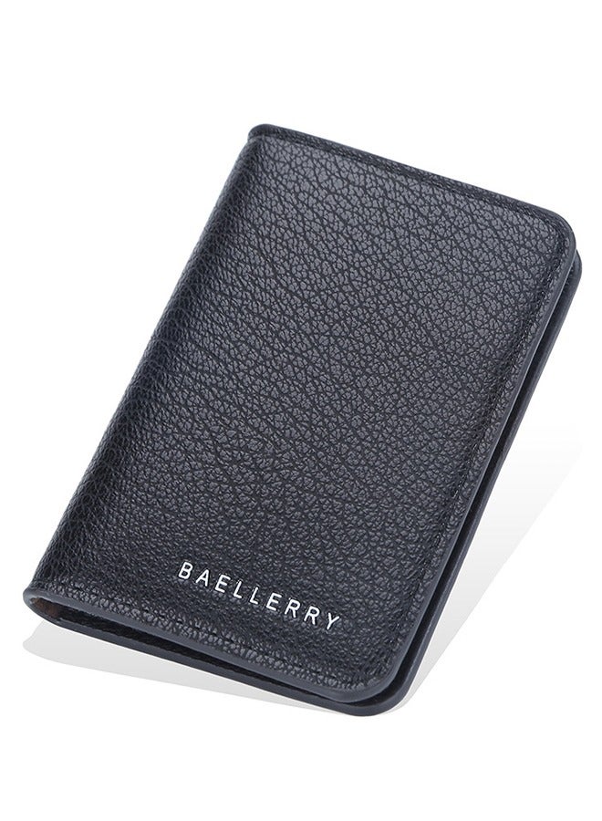 baellerry Ultra-Thin Card Holder For Men | Baellerry Multi-Card Holder In Pebbled Soft Leather | 8-Slot Compact Organizer | Rfid Protection | Slim Business Minimalist Design | Classic Black - Image 1