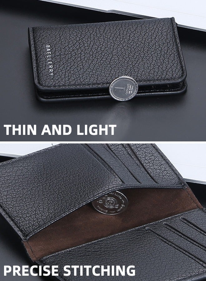 baellerry Ultra-Thin Card Holder For Men | Baellerry Multi-Card Holder In Pebbled Soft Leather | 8-Slot Compact Organizer | Rfid Protection | Slim Business Minimalist Design | Classic Black - Image 5