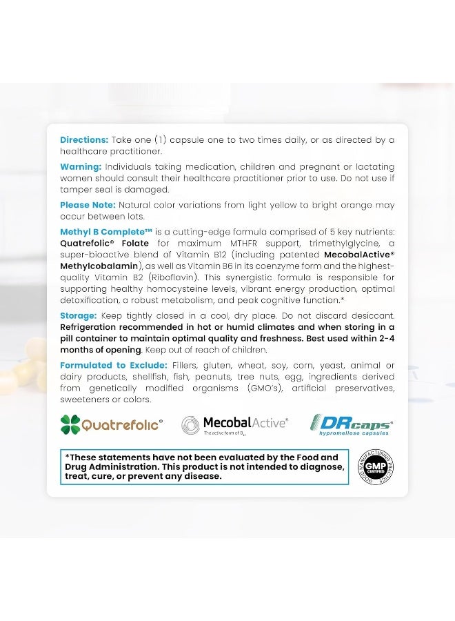 Pure Therapro Rx Methyl B Complete - 120 Vegetable Capsules | Optimal Methylation Support Supplement - Image 3