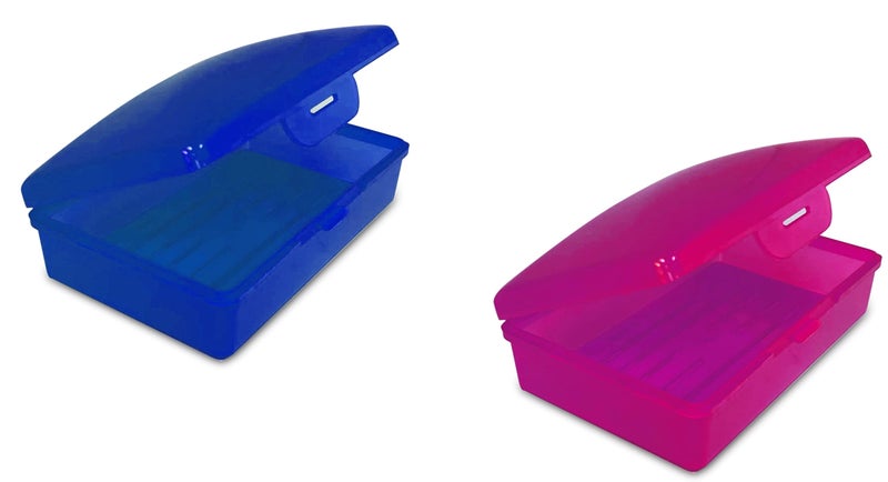American Comb Soap Box With Lid  Pink & Blue  Set Of 2 - Image 1