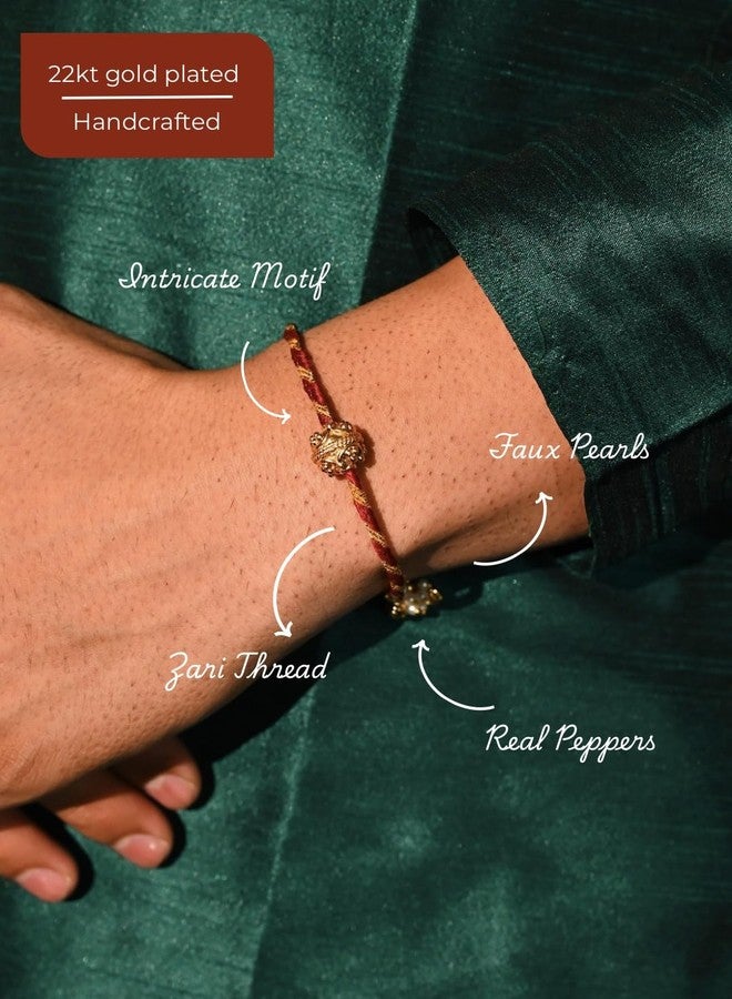 Tangerine Eco-Friendly 22k gold plated Beej Rakhi | Seed Rakhi for Brother | Plantable Rakhi with Biodegradable Paper | Sustainable Raksha Bandhan GifT - Image 2