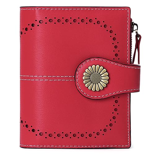 SENDEFN Small Womens Wallet Leather Bifold Card Holder RFID Blocking with Zipper Coin Pocket - Image 1