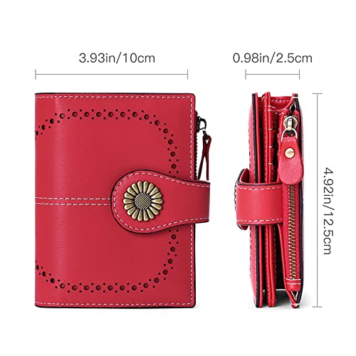 SENDEFN Small Womens Wallet Leather Bifold Card Holder RFID Blocking with Zipper Coin Pocket - Image 3