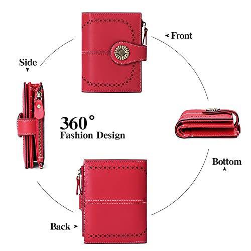 SENDEFN Small Womens Wallet Leather Bifold Card Holder RFID Blocking with Zipper Coin Pocket - Image 4