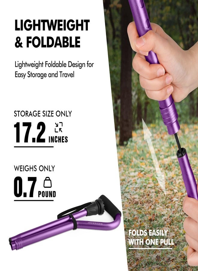 GPTCAMP Walking Cane and Walking Stick for Men Women,Lightweight Folding Canes with Offset Soft Cushioned Handle,Adjustable&Collapsible,Mobility & Leg Surgery Recovery (Purple) - Image 4