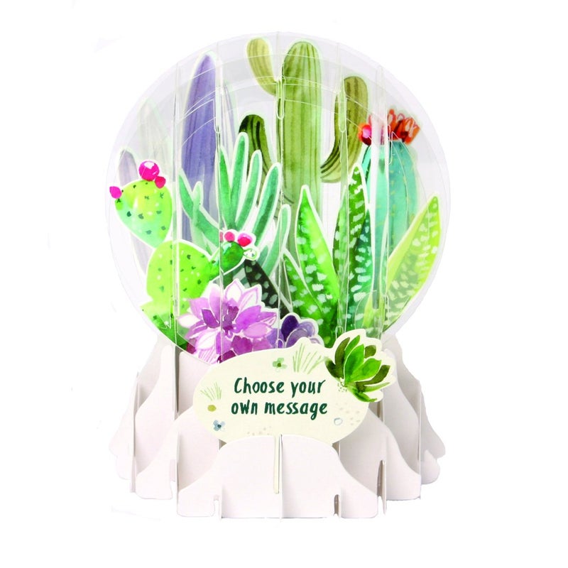 up with paper 3D Pop Up Snow Globe All Occasion Card - CACTI - Image 1