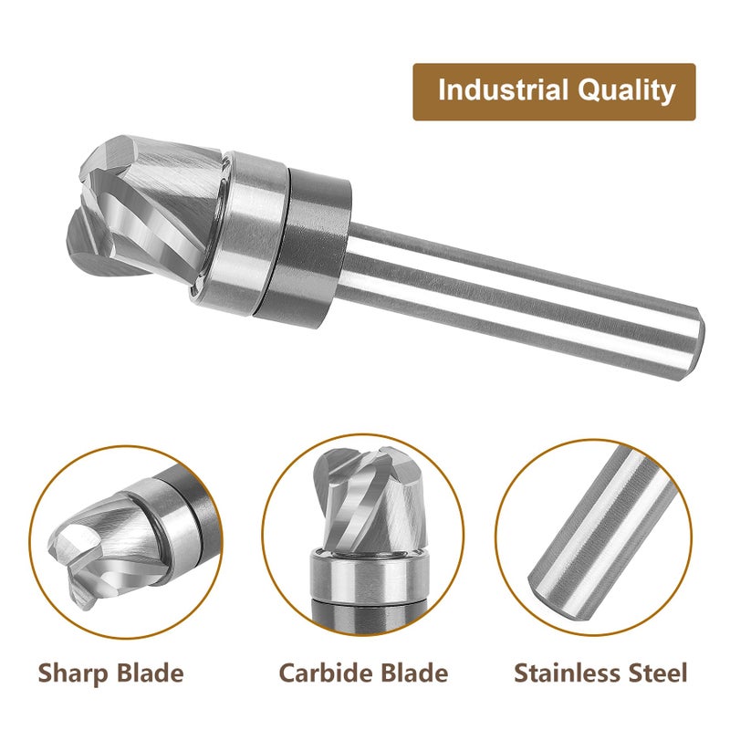 SpeTool Bowl and Tray Router Bit 1/4" Shank, 1/2" Dia 1/4" Radius 3/8" Height, 3-Flute Solid Carbide Pattern Flush Trim Router Bit, Round Nose for Wood Dish Bowl Carving - Image 4