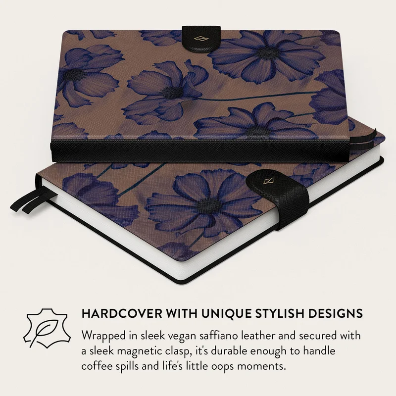 Burga Burga Notebook Velvet Night Burga A5 Undated Infinity Planner with Magnetic Closure – Vegan Leather Hardcover Notebook, 144 Pages, 100 GSM FSC Paper, Flat Lay Binding, Back Pocket & Ribbon Markers – Velvet Night  | Best Price UAE