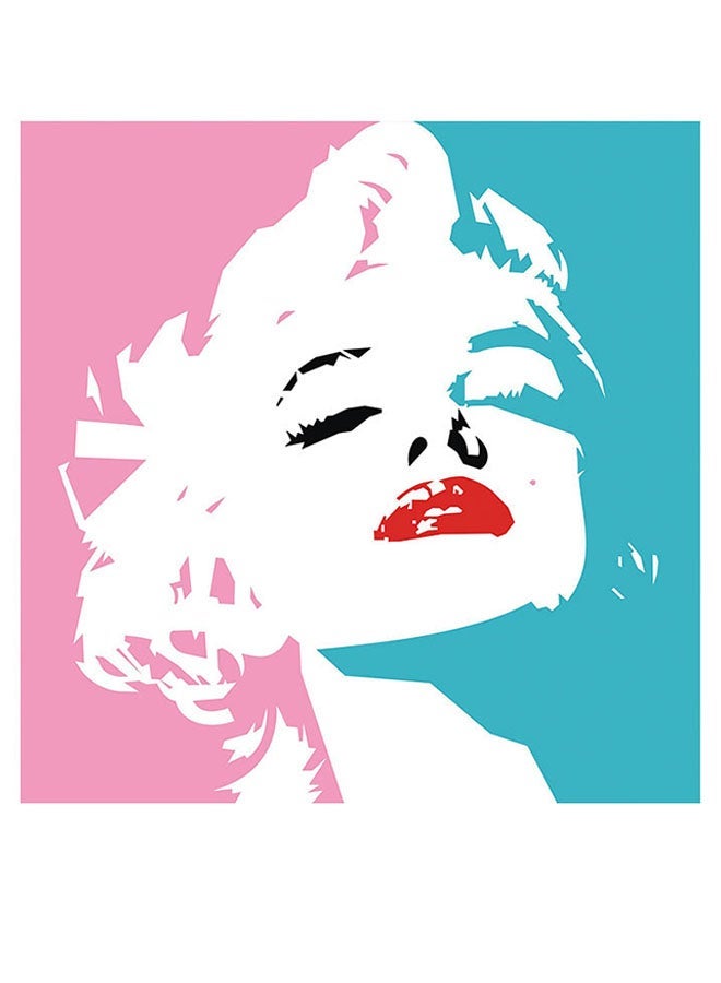 RYN Marilyn Monroe Themed Printed MDF Wall Art White/Cyan/Pink 30x30cm - Image 1
