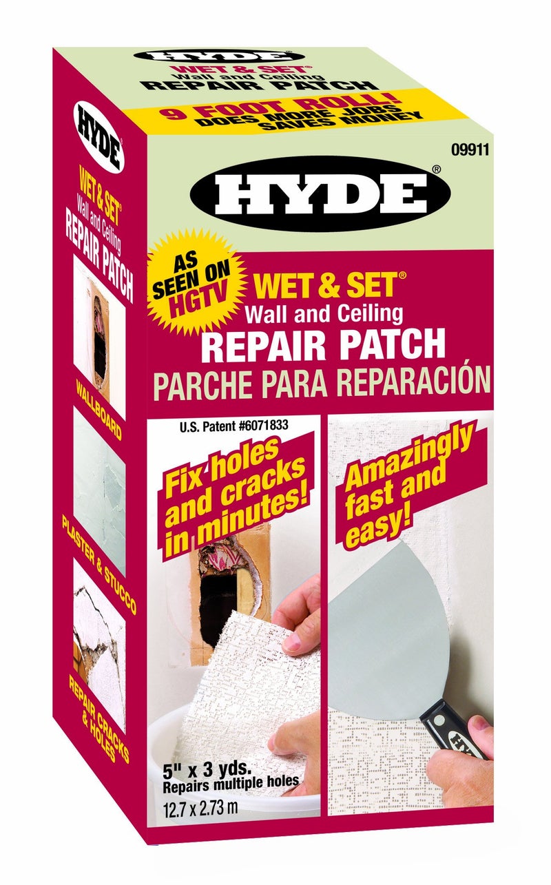 Hyde Tools 09911 5Inch by 9Foot Wet and Set Contractors Roll Wall and Ceiling Repair Patch Gray