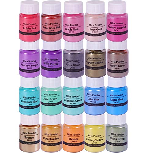 SEISSO Mica Powder for Epoxy Resin, 20 Color Pigment Powder Set for Resin Art, Slime, Making up, Soap Dye, Bath Bomb, Nail Polish, Painting and Craft Projects (0.35oz/10g Each Bottle) - Image 1