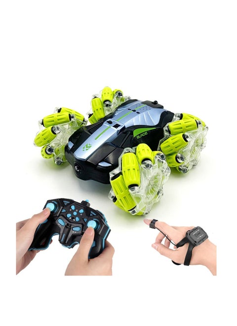 RC Car Gesture Sensing, RC Stunt Car Double Sided, 360° Rotating 4WD Offroad , Hand Gesture Controlled RC Car With Headlights RGB LED Music 2.4GHz Remote Control , Toy For Kids Boys