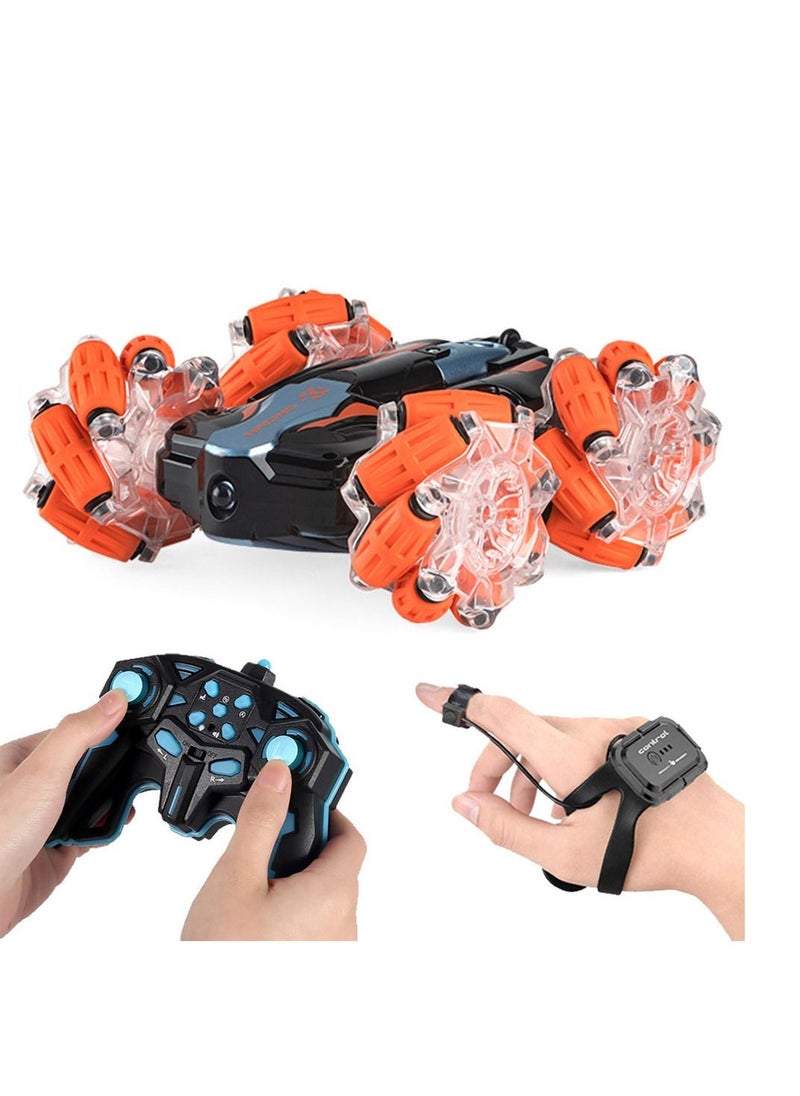 null - RC Car Gesture Sensing, RC Stunt Car Double Sided, 360° Rotating 4WD Offroad , Hand Gesture Controlled RC Car With Headlights RGB LED Music 2.4GHz Remote Control , Toy For Kids Boys - Image 1