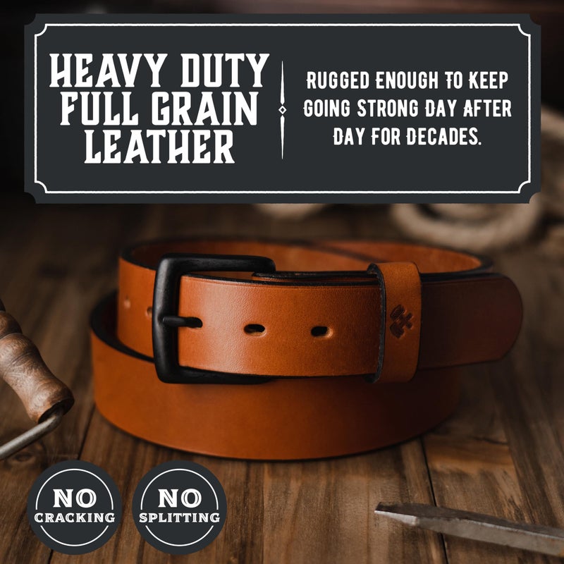 Main Street Forge American Made Mens Belts for Jeans | Leather Belts for Men | Brown Belt Men Size 32 - Image 3
