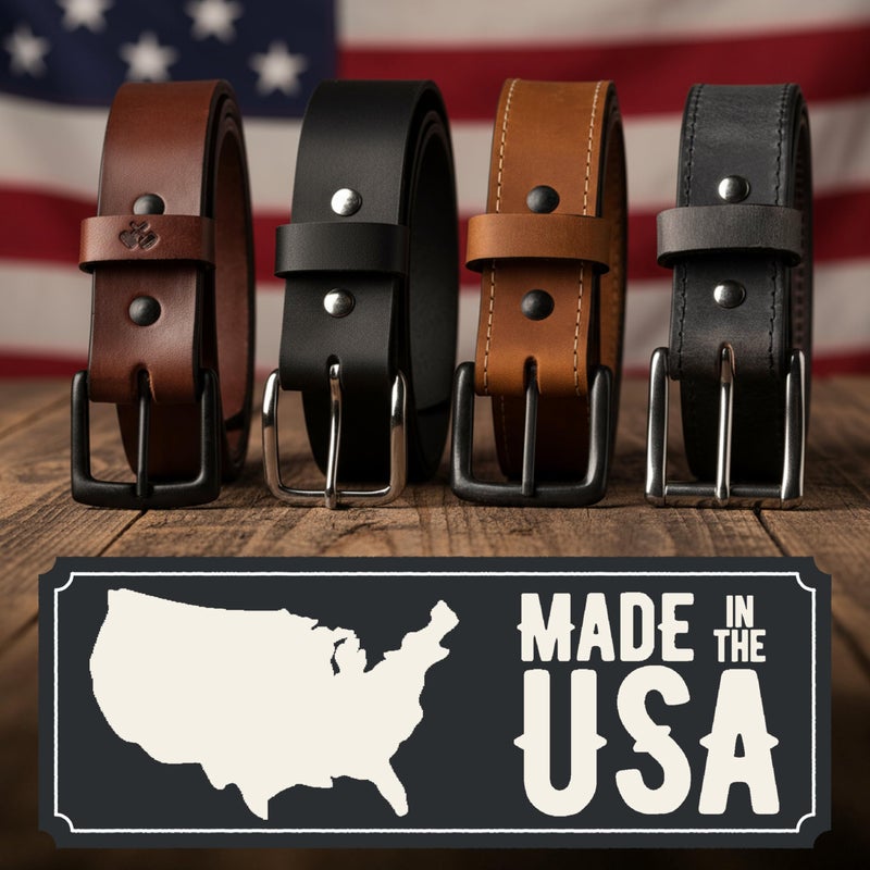Main Street Forge American Made Mens Belts for Jeans | Leather Belts for Men | Brown Belt Men Size 32 - Image 4