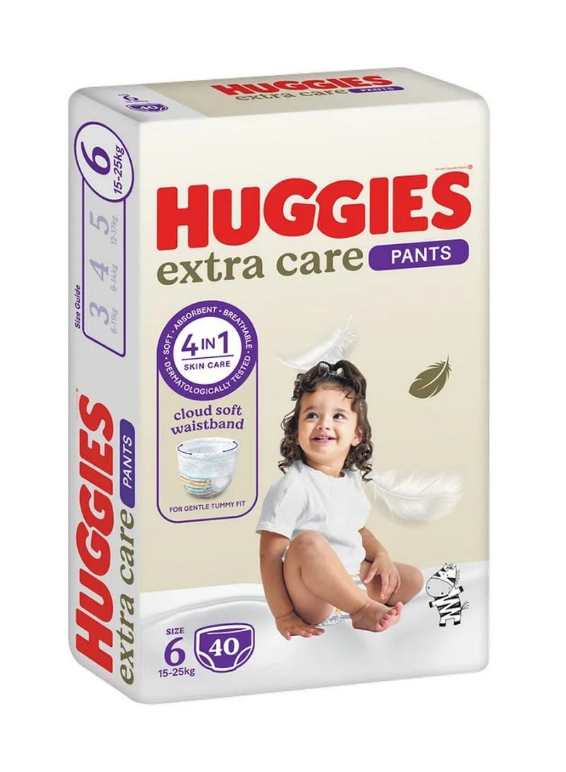 هجيز حفاضات هاجيز إكسترا كير كولوتس، ملائمة تمامًا، مصنوعة من مادة ماصة، لطيفة على البشرة، مقاس 6 - 40 حفاضة بنمط السروال - Image 2