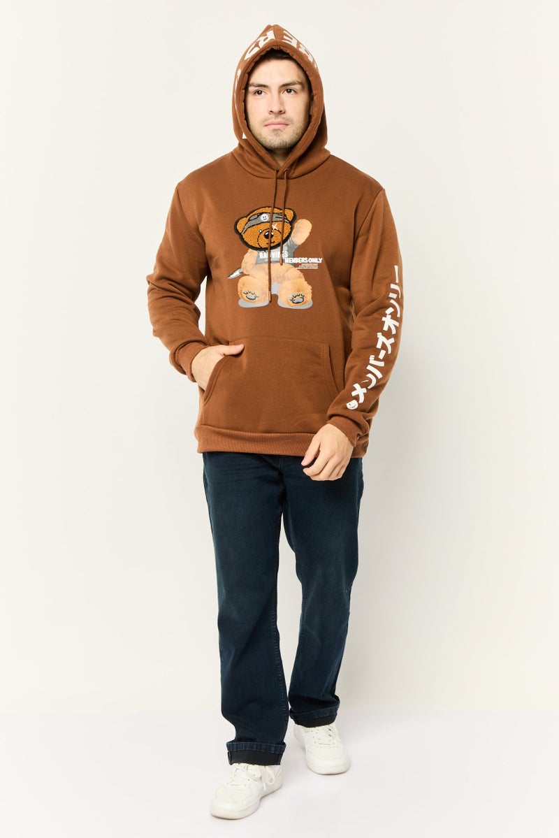 MEMBERS ONLY Men Embroidered Long Sleeve Hoodie, Brown - Image 2