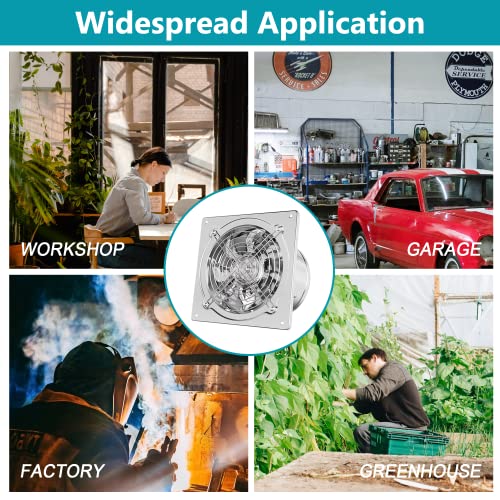 HG Power 6 Inch Exhaust Fan: Kitchen Exhaust Fans with Switch Portable Attic Vent Fan with 8 Feet Power Cord Plug-in Garage Ventilation Fan with Damper Shop Chicken Coop Basement Smoking Room Silver - Image 4