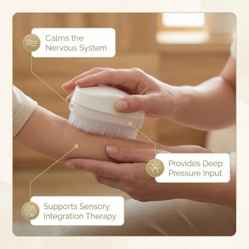 Clipper Mill Clippermill Wilbarger Therapressure Manual Brush Body,Head Massager Body Massager for The Wilbarger Protocol Therapy for Muscle Therapy, White - Image 4
