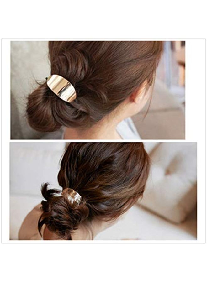 JinYu 8 Pcs Metal Leaf Hair Rope Hairband Ponytail Holder Hair Ring Crystal Elastic Rubber Band Hair Tie Hair Headdress Hair Accessories 2 Styles Gold and Silver - Image 4