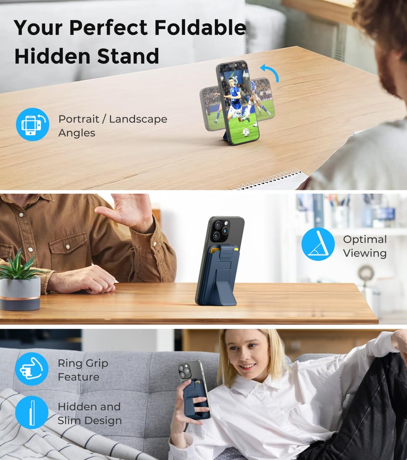 ArtsEvo Magnetic Wallet with Stand and Finger Loop, Up to 3,000g Magnet Strength, Compatible with iPhone Magnetic Wallet for iPhone 17/16/15/14/13/12 Series (Not for 13/12 Mini). Max 3 Card Holder - Image 3