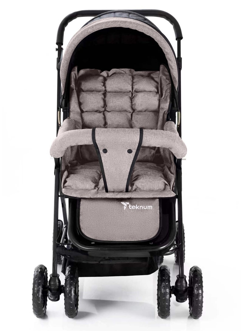 TEKNUM Reversible Look At Me Baby Stroller With Wide Seat And Stylish Canopy - Khaki - Image 2