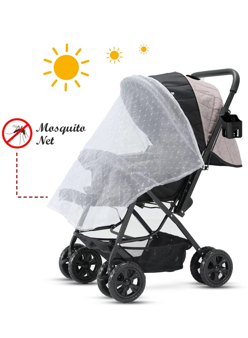 TEKNUM Reversible Look At Me Baby Stroller With Wide Seat And Stylish Canopy - Khaki - Image 5