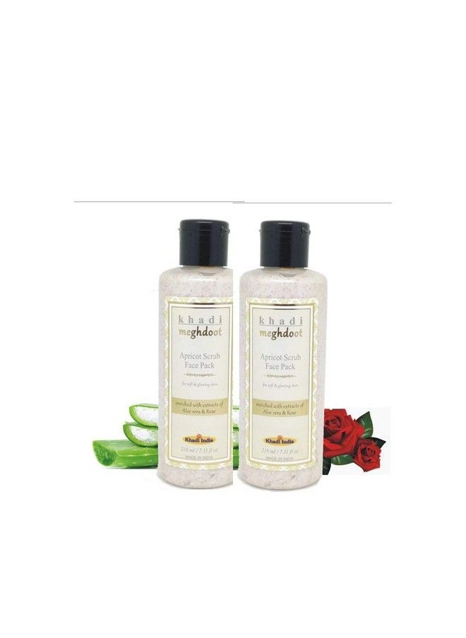 KHADI MEGHDOOT Blemish & Blackhead Control Apricot Face Scrub With Extract Of Aloevera And Rose; Dead Skin Remover & Revitalizes Skin Health Pack Of 2 (210 Ml)  - Image 1