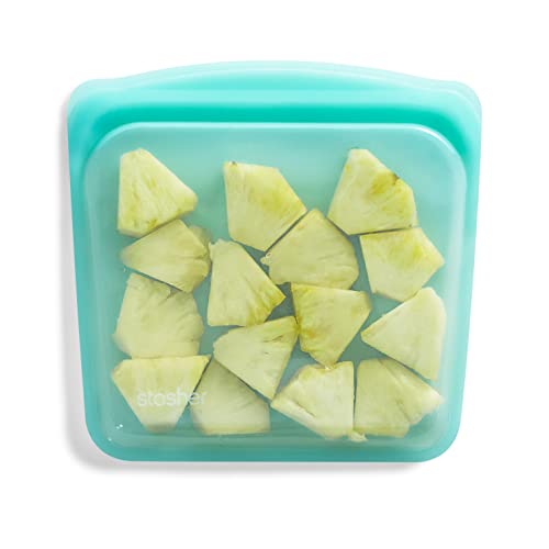 Stasher Premium Silicone Reusable Food Storage Sandwich Bag Aqua Microwave Sous Vide Dishwasher Oven and Freezer Safe BPA Free Leakfree Ecofriendly 28 Oz