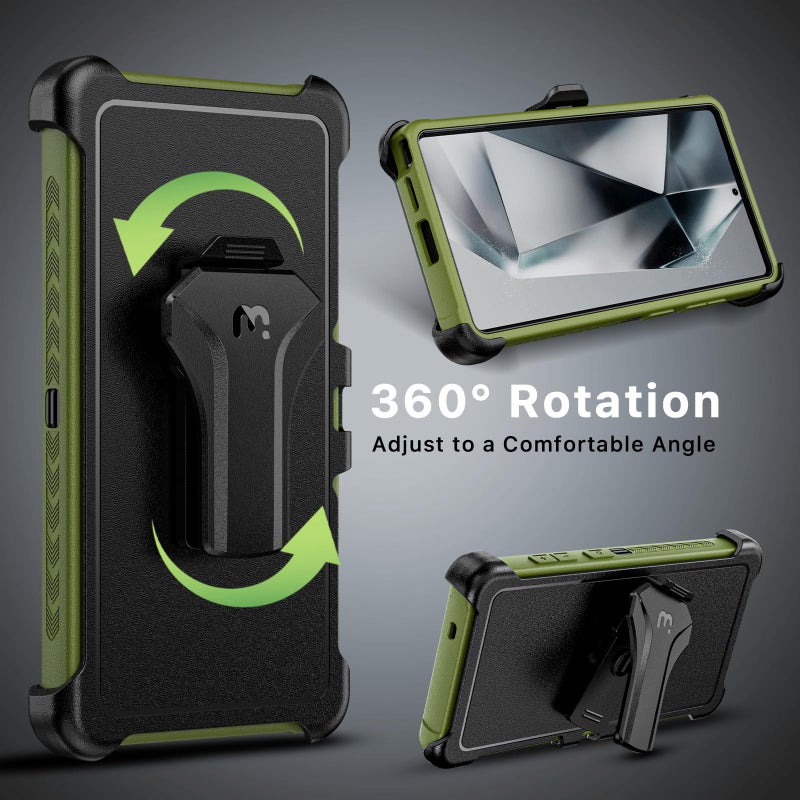 M MYBAT PRO Maverick Series for Samsung Galaxy S25 Ultra Case with Belt Clip Holster, 6.9 inch, Heavy Duty Military Grade Drop Protective Case w 360Â° Rotating Stand (No Screen Protector) Army Green - Image 5