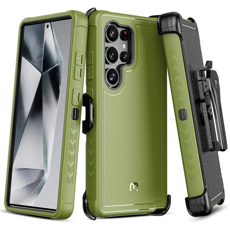 M MYBAT PRO Maverick Series for Samsung Galaxy S25 Ultra Case with Belt Clip Holster, 6.9 inch, Heavy Duty Military Grade Drop Protective Case w 360Â° Rotating Stand (No Screen Protector) Army Green - Image 1
