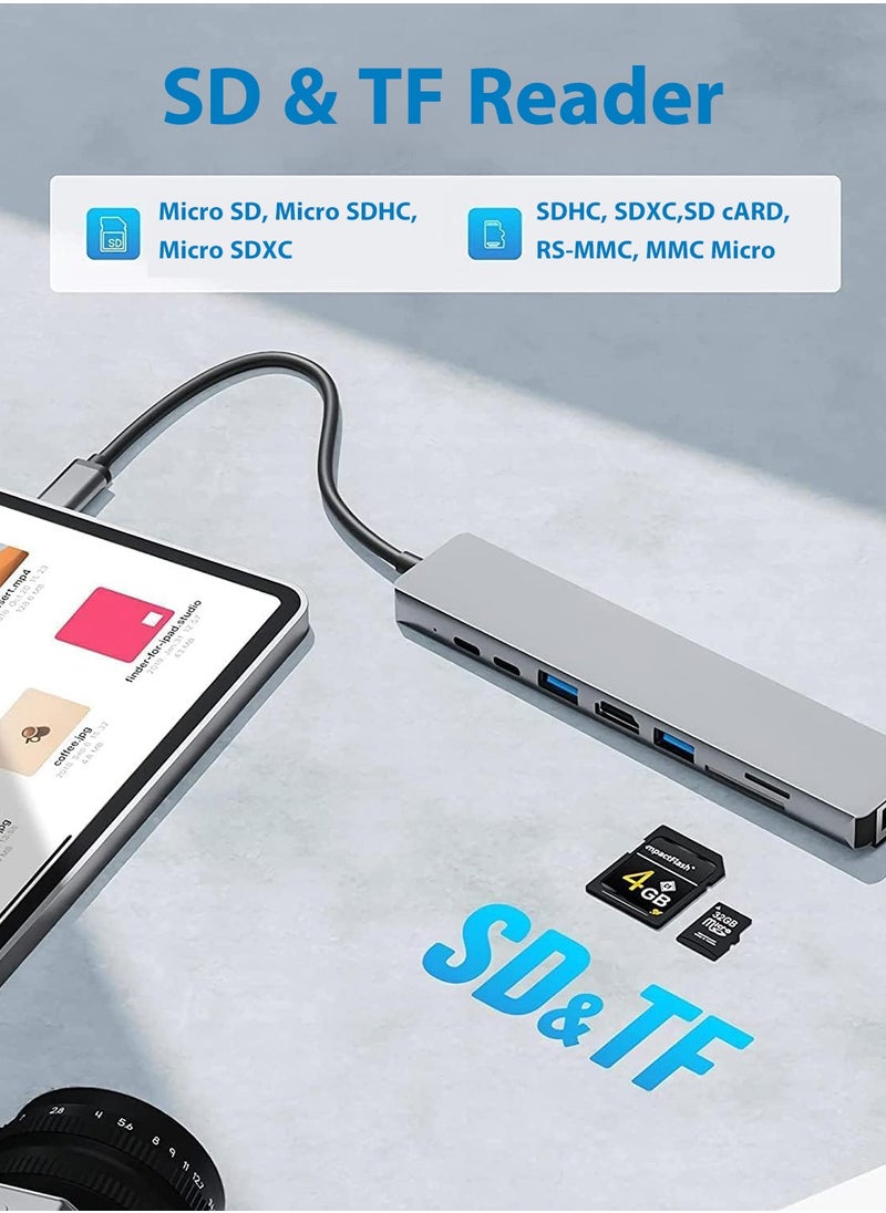 USB C HUB Docking Station,8-in-1 USB C Adapter with 4K HDMI,Compatible Air USB C Laptop and Other Type C Devices