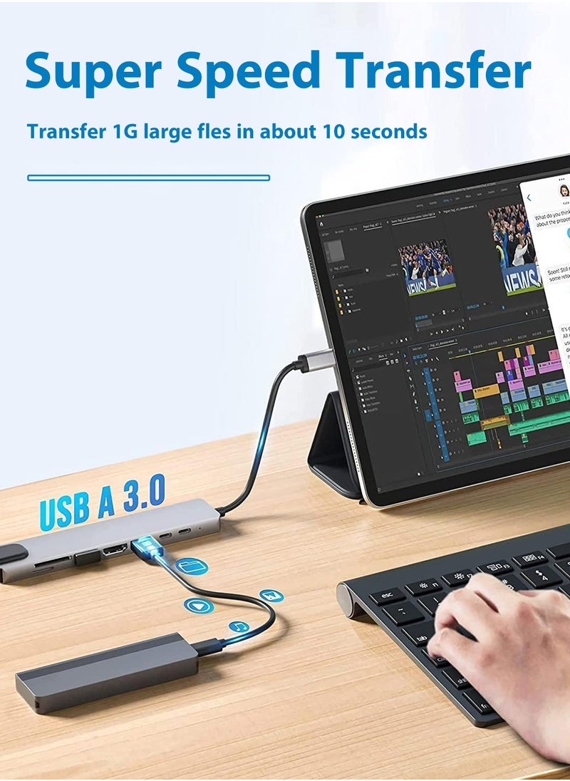 USB C HUB Docking Station,8-in-1 USB C Adapter with 4K HDMI,Compatible Air USB C Laptop and Other Type C Devices