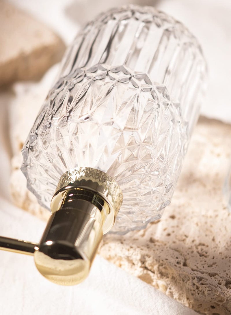 موزع صابون زجاجي شفاف مع مضخة بلاستيك ABS، موزعات غسول كريستال لحوض المطبخ والحمام (2 عبوة شفافة) - Image 3