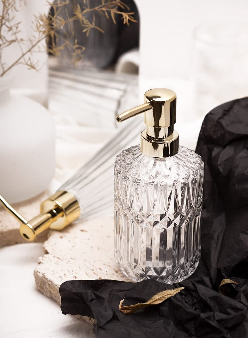 موزع صابون زجاجي شفاف مع مضخة بلاستيك ABS، موزعات غسول كريستال لحوض المطبخ والحمام (2 عبوة شفافة) - Image 4