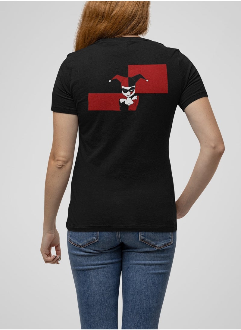 MERCH Harley Quinn Red & Black Women's Printed T-shirt - Unleash Your Inner Rebel  - Image 1