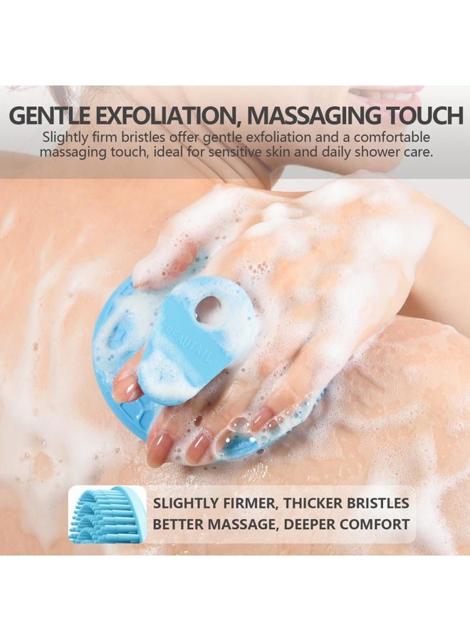 BEAUTAIL Silicone Body and Face Scrubber Set 5 Pack, Shower Bath Scrubber, Gentle Exfoliating Brush for Women Men Sensitive Skin, More Hygienic Than Traditional Loofah, Long Lasting, Pink+Blue+Gray - Image 3