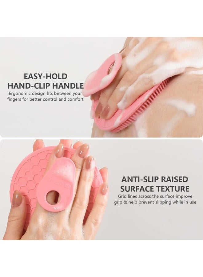 BEAUTAIL Silicone Body and Face Scrubber Set 5 Pack, Shower Bath Scrubber, Gentle Exfoliating Brush for Women Men Sensitive Skin, More Hygienic Than Traditional Loofah, Long Lasting, Pink+Blue+Gray - Image 4