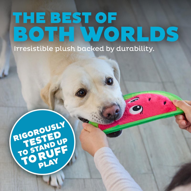 Outward Hound Tough Skinz Durable Squeaky Dog Toy with Two Tough Layers, Watermelon, Red, Medium - Image 3