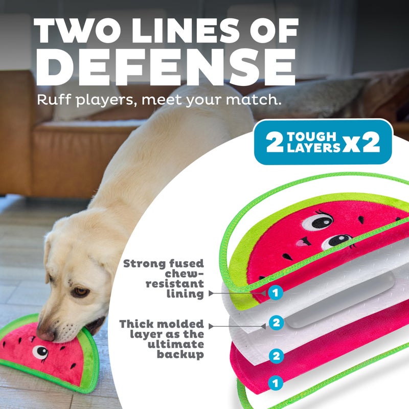 Outward Hound Tough Skinz Durable Squeaky Dog Toy with Two Tough Layers, Watermelon, Red, Medium - Image 2