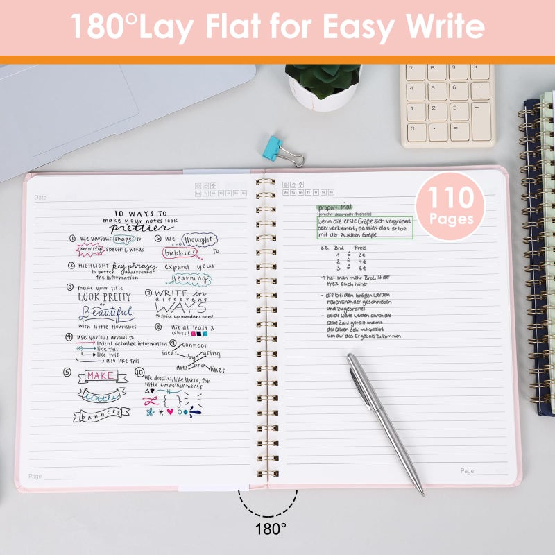 LABUK Spiral Notebook 8.5 x 11, A4 Hardcover Notebooks for Women, 55 Sheets 110 Pages Large Journal for Work, School, (Pink) - Image 3