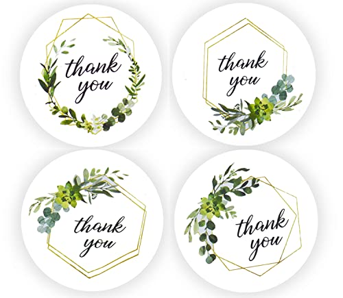 Gutapo 2 inch (5 cm) Thank You Stickers, 500PCS Green Round Stickers Boho Labels for Wedding Party Birthday Packaging Envelope Seals for Small Business - Image 1