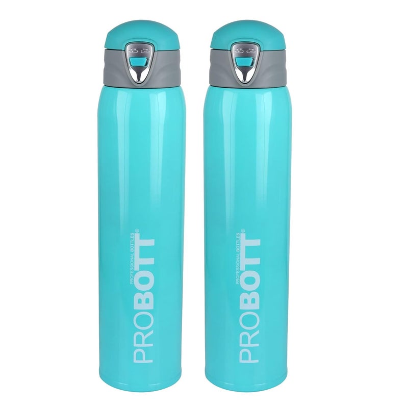 PROBOTT Thermosteel Vacuum Flask Hot & Cold Sports Bottle Each 750ml -Blue (Pack of 2) - Image 1