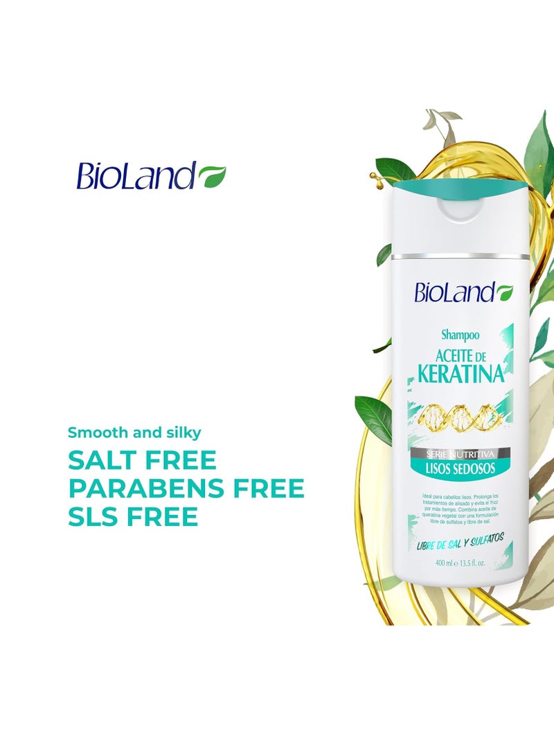 Bioland Keratin Oil Shampoo - Ultra Concentrated Shampoo for Treated & Straight Hair - 13.53 fl oz (400mL)  - Image 2